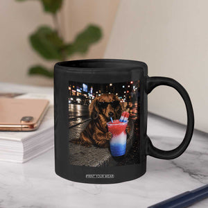 4th Of July Dachshund Drinking Slushie Coffee Mug Patriotic 250 Anniversary USA Dog Lovers Funny Meme