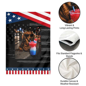 4th Of July Dachshund Drinking Slushie Patriotic Garden Flag 250 Anniversary USA Dog Lovers Funny Meme