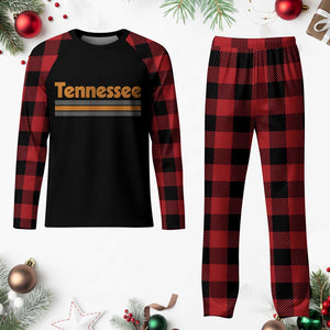 Vintage Tennessee Plaid Pajama Set Retro Classic TN Orange Print Retro Three Stripe
