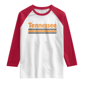 Vintage Tennessee Raglan Shirt Retro Classic TN Orange Print Retro Three Stripe