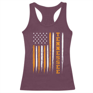 Vintage Tennessee Racerback Tank Top Retro Classic TN Orange Print Retro American Flag