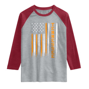 Vintage Tennessee Raglan Shirt Retro Classic TN Orange Print Retro American Flag