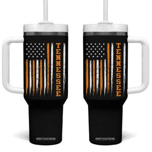 Vintage Tennessee Tumbler With Handle Retro Classic TN Orange Print Retro American Flag