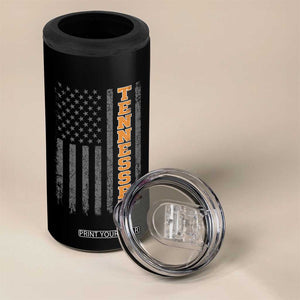 Vintage Tennessee 4 in 1 Can Cooler Tumbler Retro Orange TN American Flag Patriotic US State