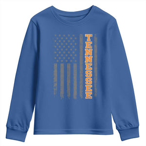 Vintage Tennessee Youth Sweatshirt Retro Orange TN American Flag Patriotic US State