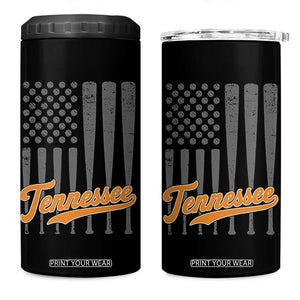 Vintage Tennessee 4 in 1 Can Cooler Tumbler Retro Classic TN Orange Print Retro Baseball American US Flag