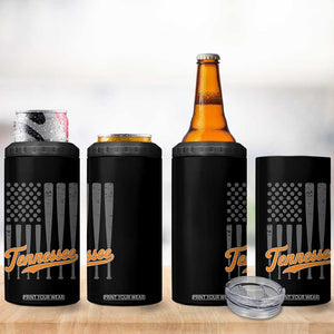 Vintage Tennessee 4 in 1 Can Cooler Tumbler Retro Classic TN Orange Print Retro Baseball American US Flag
