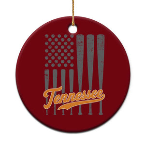 Vintage Tennessee Ceramic Ornament Retro Classic TN Orange Print Retro Baseball American US Flag