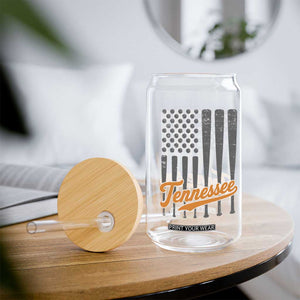 Vintage Tennessee Glass Can Retro Classic TN Orange Print Retro Baseball American US Flag