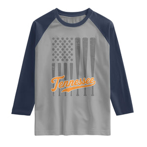 Vintage Tennessee Raglan Shirt Retro Classic TN Orange Print Retro Baseball American US Flag