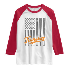 Vintage Tennessee Raglan Shirt Retro Classic TN Orange Print Retro Baseball American US Flag