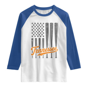 Vintage Tennessee Raglan Shirt Retro Classic TN Orange Print Retro Baseball American US Flag