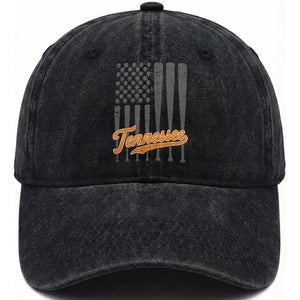 Vintage Tennessee Washed Cotton Baseball Cap Retro Classic TN Orange Print Retro Baseball American US Flag