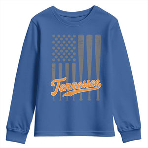 Vintage Tennessee Youth Sweatshirt Retro Classic TN Orange Print Retro Baseball American US Flag
