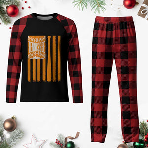 Vintage Tennessee Plaid Pajama Set Retro Classic TN Orange Retro Baseball American US Flag