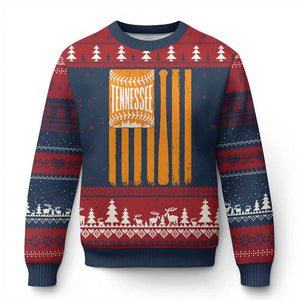 Vintage Tennessee Ugly Christmas Sweater Retro Classic TN Orange Retro Baseball American US Flag