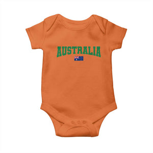Green Yellow Australia Baby Onesie Down Under Team Australia Flag Varsity Lettering Soccer Fans Football Tournament
