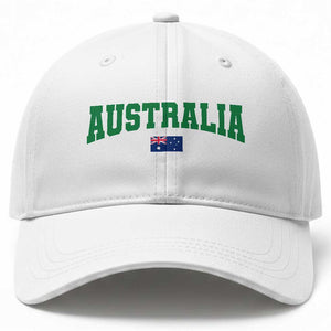 Green Yellow Australia Baseball Cap Down Under Team Australia Flag Varsity Lettering Soccer Fans Football Tournament