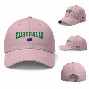 Green Yellow Australia Baseball Cap Down Under Team Australia Flag Varsity Lettering Soccer Fans Football Tournament
