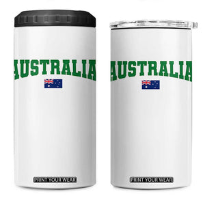 Green Yellow Australia 4 in 1 Can Cooler Tumbler Down Under Team Australia Flag Varsity Lettering Soccer Fans Football Tournament