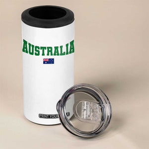 Green Yellow Australia 4 in 1 Can Cooler Tumbler Down Under Team Australia Flag Varsity Lettering Soccer Fans Football Tournament