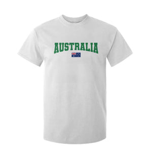 Green Yellow Australia T Shirt For Kid Down Under Team Australia Flag Varsity Lettering Soccer Fans Football Tournament