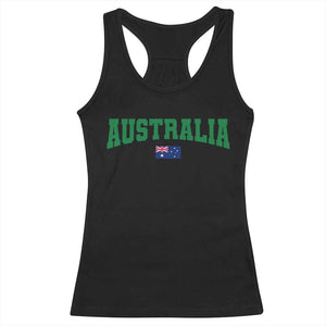 Green Yellow Australia Racerback Tank Top Down Under Team Australia Flag Varsity Lettering Soccer Fans Football Tournament