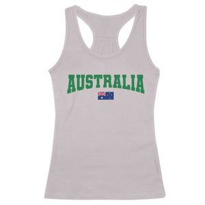 Green Yellow Australia Racerback Tank Top Down Under Team Australia Flag Varsity Lettering Soccer Fans Football Tournament
