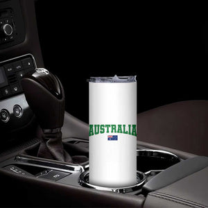 Green Yellow Australia Skinny Tumbler Down Under Team Australia Flag Varsity Lettering Soccer Fans Football Tournament