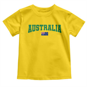 Green Yellow Australia Toddler T Shirt Down Under Team Australia Flag Varsity Lettering Soccer Fans Football Tournament