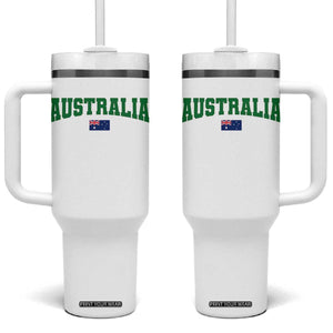 Green Yellow Australia Tumbler With Handle Down Under Team Australia Flag Varsity Lettering Soccer Fans Football Tournament
