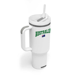 Green Yellow Australia Tumbler With Handle Down Under Team Australia Flag Varsity Lettering Soccer Fans Football Tournament