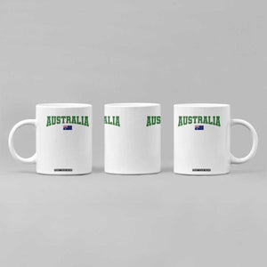 Green Yellow Australia Coffee Mug Down Under Team Australia Flag Varsity Lettering Soccer Fans Football Tournament