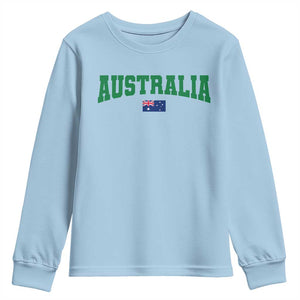 Green Yellow Australia Youth Sweatshirt Down Under Team Australia Flag Varsity Lettering Soccer Fans Football Tournament