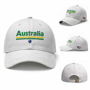 Australia Fan Baseball Cap Retro Vintage Flag Green Yellow Country Pride Distressed Graphic