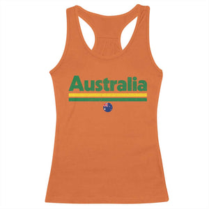 Australia Fan Racerback Tank Top Retro Vintage Flag Green Yellow Country Pride Distressed Graphic