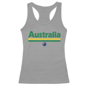 Australia Fan Racerback Tank Top Retro Vintage Flag Green Yellow Country Pride Distressed Graphic