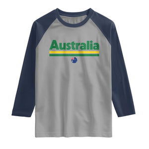 Australia Fan Raglan Shirt Retro Vintage Flag Green Yellow Country Pride Distressed Graphic