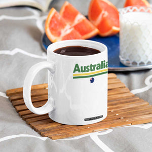 Australia Fan Coffee Mug Retro Vintage Flag Green Yellow Country Pride Distressed Graphic