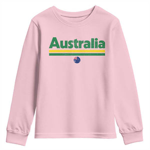 Australia Fan Youth Sweatshirt Retro Vintage Flag Green Yellow Country Pride Distressed Graphic