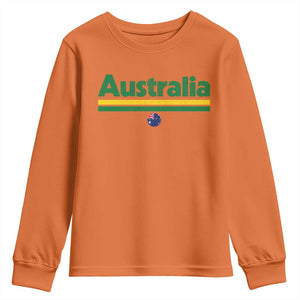 Australia Fan Youth Sweatshirt Retro Vintage Flag Green Yellow Country Pride Distressed Graphic