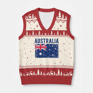 Vintage Australia Flag V-Neck Knit Sweater Vest Distressed Patriotic Country Pride Graphic