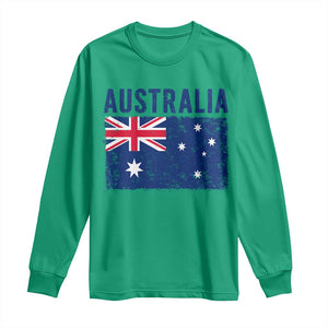 Vintage Australia Flag Long Sleeve Shirt Distressed Patriotic Country Pride Graphic