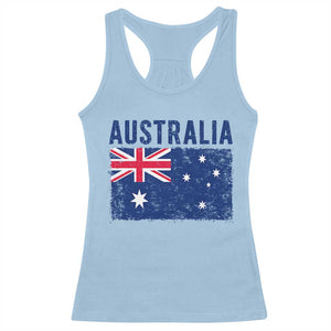 Vintage Australia Flag Racerback Tank Top Distressed Patriotic Country Pride Graphic