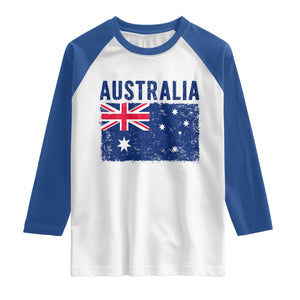 Vintage Australia Flag Raglan Shirt Distressed Patriotic Country Pride Graphic