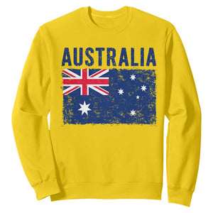 Vintage Australia Flag Sweatshirt Distressed Patriotic Country Pride Graphic