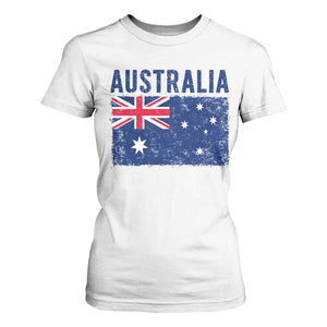 Vintage Australia Flag T Shirt For Women Distressed Patriotic Country Pride Graphic
