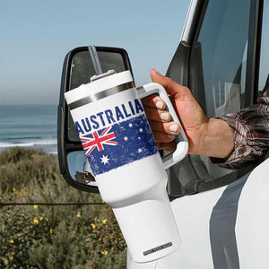 Vintage Australia Flag Tumbler With Handle Distressed Patriotic Country Pride Graphic