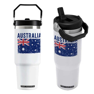 Vintage Australia Flag Flip Straw Tumbler Distressed Patriotic Country Pride Graphic