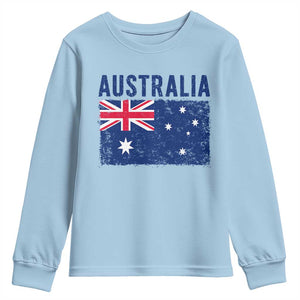 Vintage Australia Flag Youth Sweatshirt Distressed Patriotic Country Pride Graphic